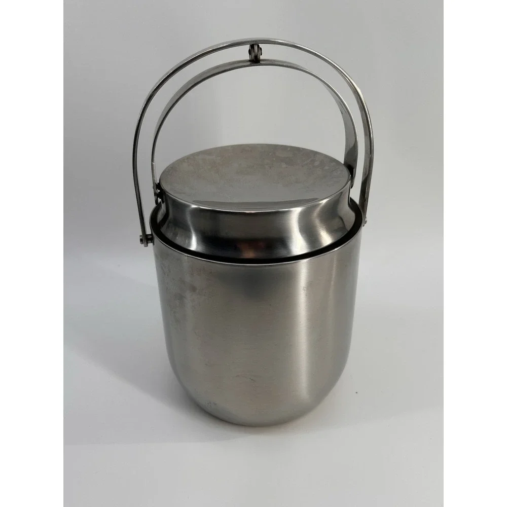 Vintage ALESSI Stainless‎ Steel Thermal Ice Bucket W/ Polished Copper Interior